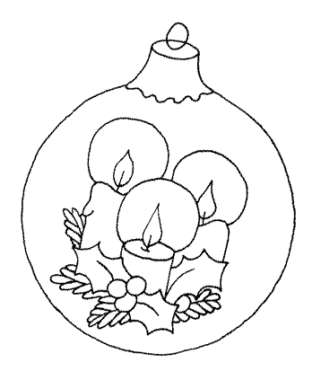 Kolorowanka online: Kolorowanka bombka choinkowa z trzema zapalonymi świecami